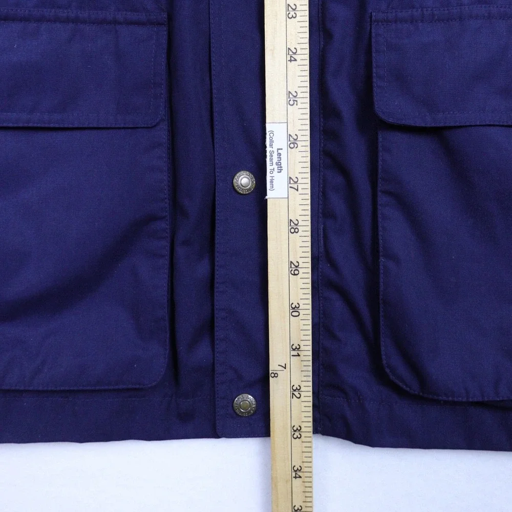 Eddie‎ Bauer Parka Coat Jacket Men Large Plaid Wool Lining Mountain Parka Blue